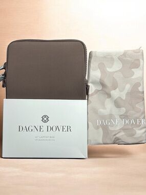 Dagne Dover Brown 12" Laptop Case with Patterned Dust Bag